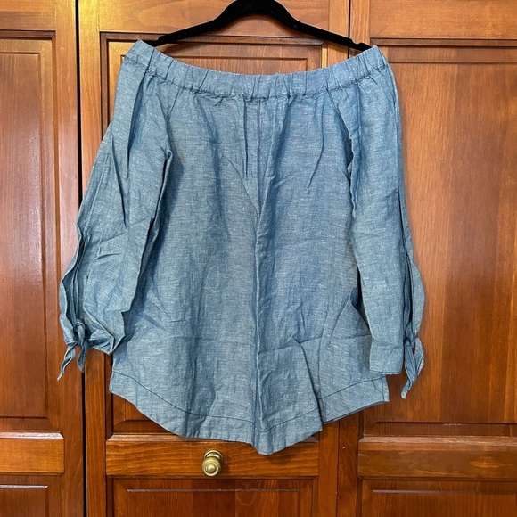 Free People Off the Shoulder Linen Blend Blouse Size XS - Picture 7 of 7